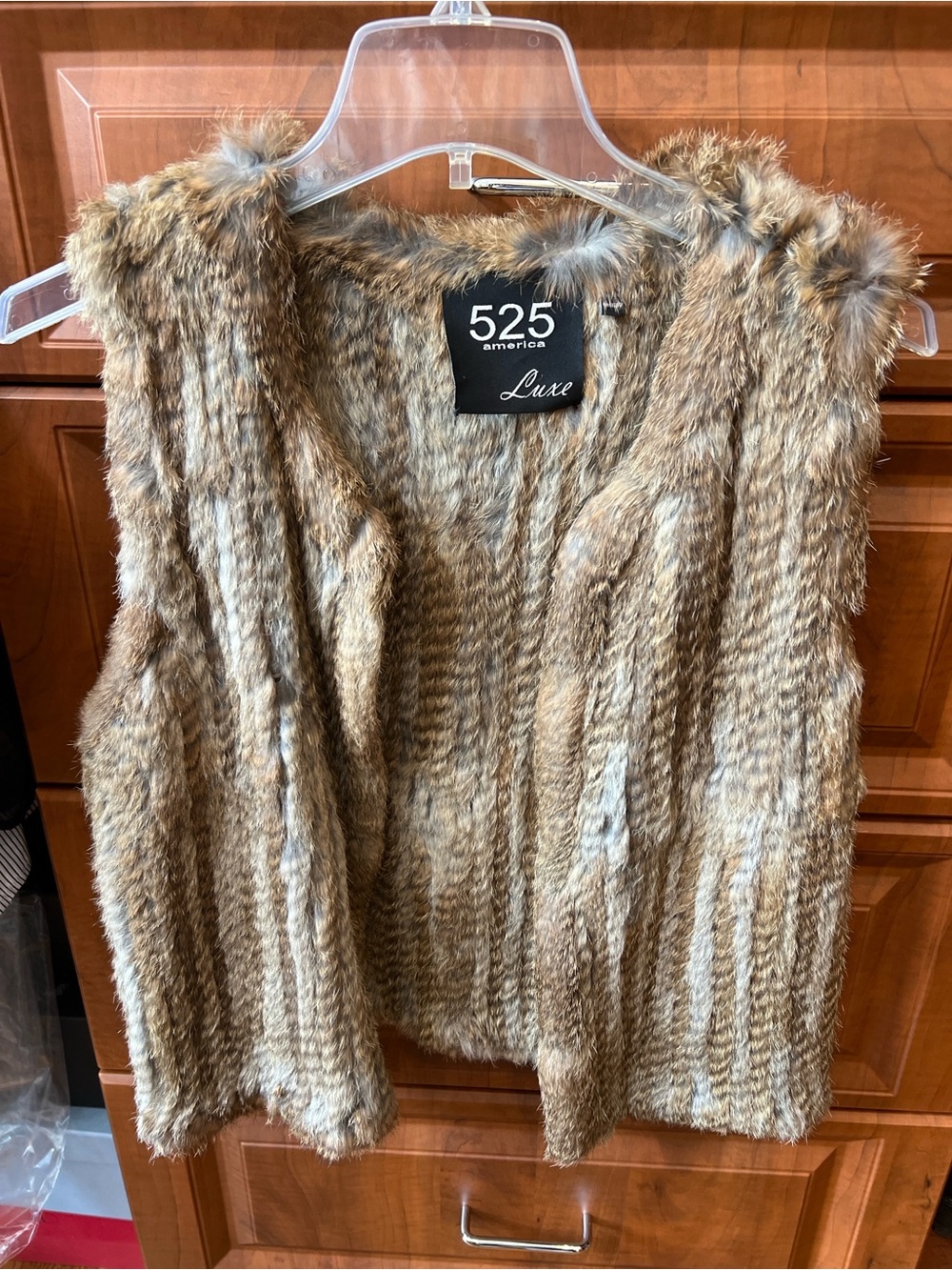 Luxe Faux Fur Vest in Beige and Brown